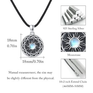 YEESIA Sun Lockets 925 Sterling Silver Moonstone Locket Necklace That Hold Pictures Sun Photo Necklace Amulet Jewelry Customized Valentines Day Gifts for Women Wife Men Teenager