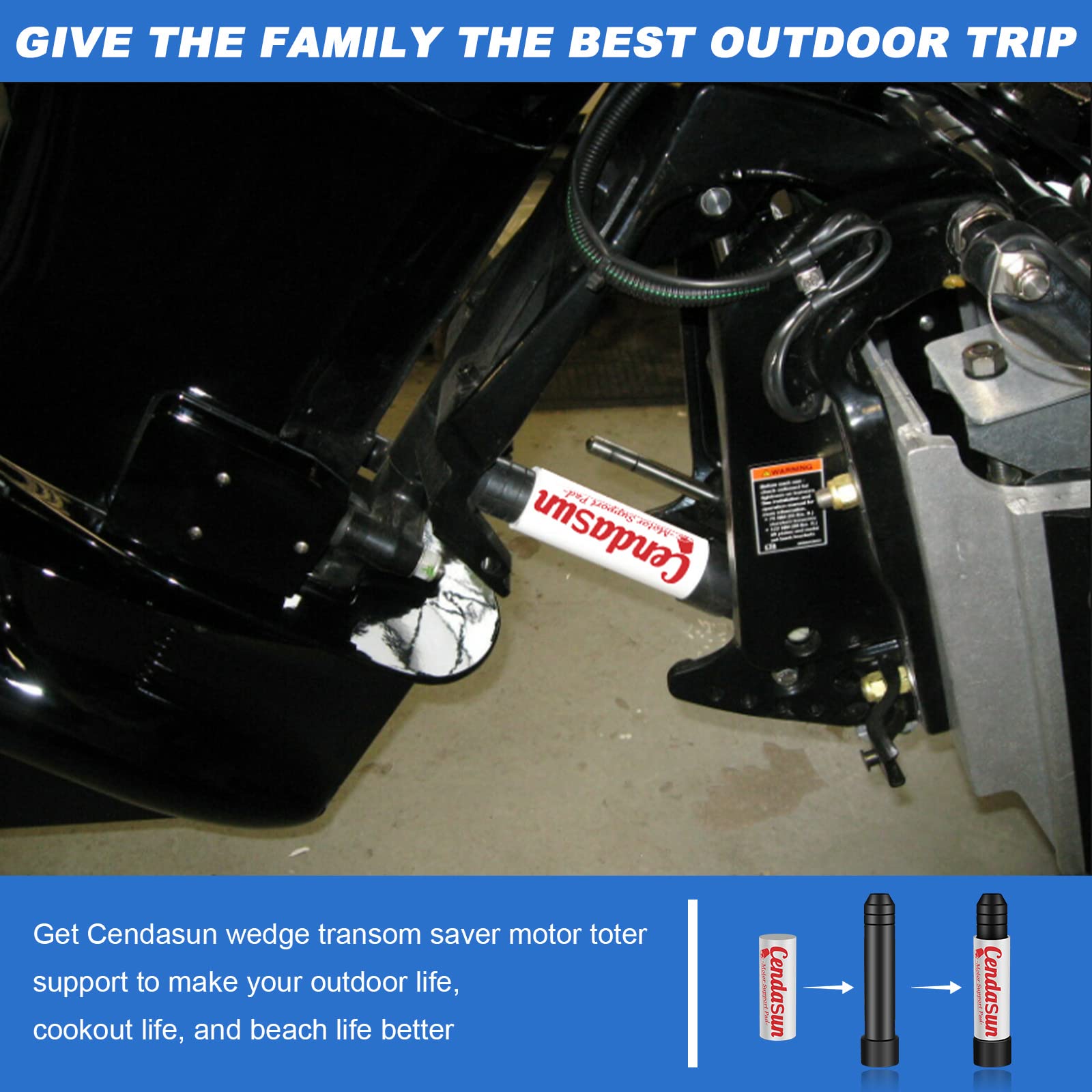 Outboard Transom Saver Trailering Support and Steer Stops, Wedge Outboard Motor Support Fits 3-Ram Trim/Tilt Systems, Boat Motor Transom Support Compatible with Yamaha Outboard, Rubber