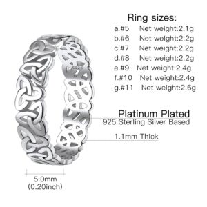 Suplight 925 Sterling Silver Celtic Knot Ring, Trinity Knot Jewelry, 5mm Celtic Wedding Bands for Her Size 8