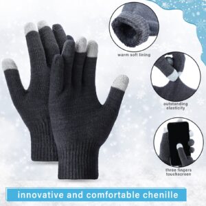 8 Pieces Winter Knit Scarf and Glove Set, Cashmere Scarf Soft Scarf with Matching Gloves Touchscreen Function for Women Gift (Black, Gray, Red, White)