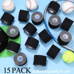 15 Rolls Kinesiology Tape 2 Inch x 16 ft Elastic Athletic Tape Waterproof Breathable Cotton Gym Tape Pain Relief Muscle Tape for Gym Fitness Sports Tennis Running Swimming (Black)