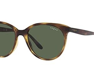 Vogue Eyewear Women's VO5453S Round Sunglasses, Dark Havana/Dark Green, 53 mm