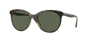 vogue eyewear women's vo5453s round sunglasses, dark havana/dark green, 53 mm