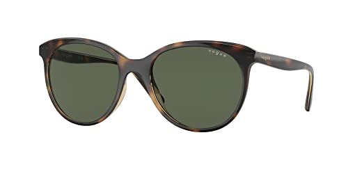 Vogue Eyewear Women's VO5453S Round Sunglasses, Dark Havana/Dark Green, 53 mm