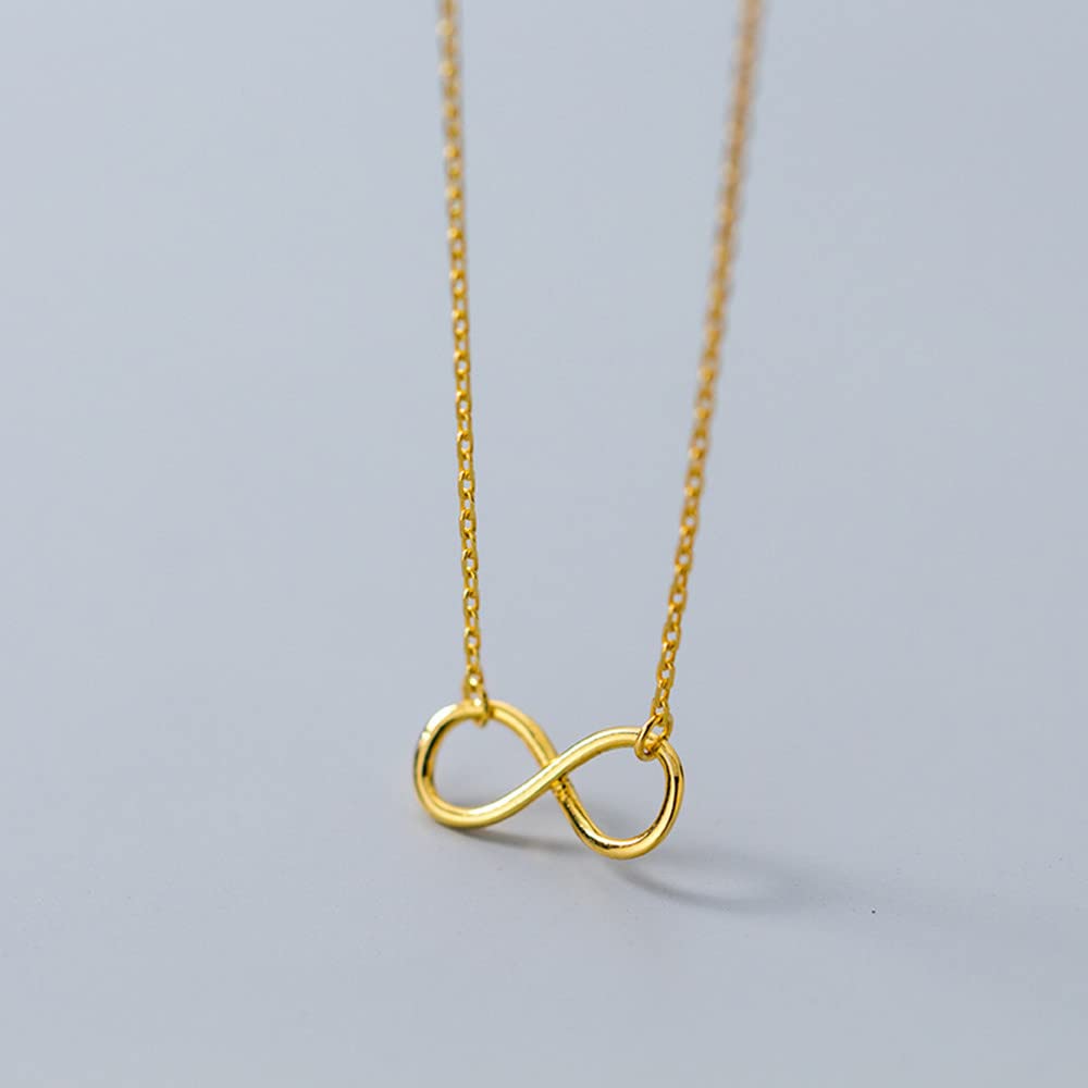 Gold Infinity Love Pendant Necklace for Women Girls 925 Sterling Silver 14K Gold Plated Simple Cute Choker Chain Dainty Wedding Birthday Christmas Jewelry Gift