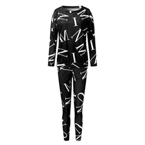 Women's 2 Piece Outfit Casual Off Shoulder Sweatsuit Matching Sweatpants Set Tracksuit Drawstring Jogging Suits Black, X-Large