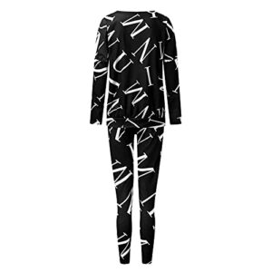 Women's 2 Piece Outfit Casual Off Shoulder Sweatsuit Matching Sweatpants Set Tracksuit Drawstring Jogging Suits Black, X-Large