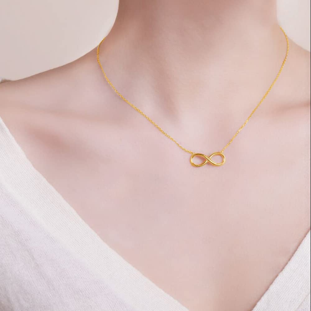 Gold Infinity Love Pendant Necklace for Women Girls 925 Sterling Silver 14K Gold Plated Simple Cute Choker Chain Dainty Wedding Birthday Christmas Jewelry Gift