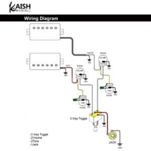 Guitar Prewired Wiring Harness Humbucker Solderless Wiring Harness 2V2T with 500K Pots and 3 Way Toggle Switch For LP Les Paul Standard Series