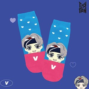 TinyTAN KPOP Merchandise Official Licensed K-POP Merch MIC Drop Version Character Socks For Girls Women (V)