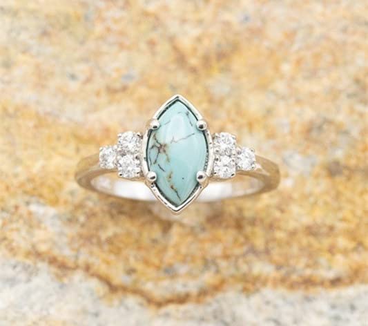 Vintage Turquoise Crystal Rings Set - 3pcs Wedding Ring Set for Women, Gold Tone/Silver Tone, Bohemian Style-gold8