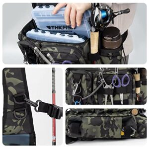 THKFISH Fishing Tackle Bag Fly Fishing Bag Sling Pack Portable Fishing fanny pack Waist Pack with D-Rings and Waist Strap Greencamo