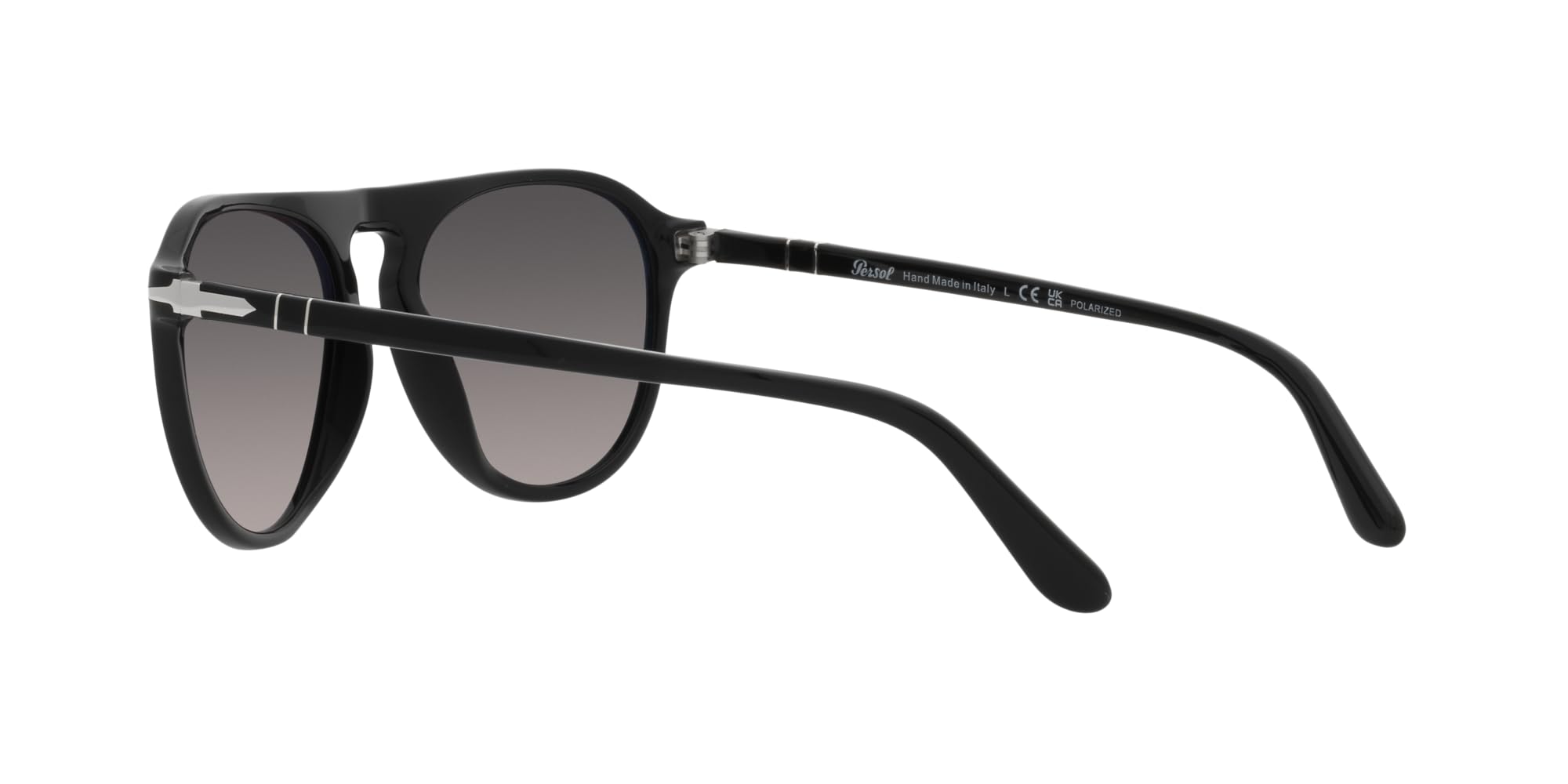 Persol Men's PO3302S Aviator Sunglasses, Black/Grey Gradient Polarized, 55 mm