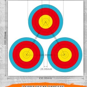 THREE ARCHERS 3 SPOT Vegas Targets Face 30pcs Archery Targets Official Vegas Paper Indoor & Outdoor