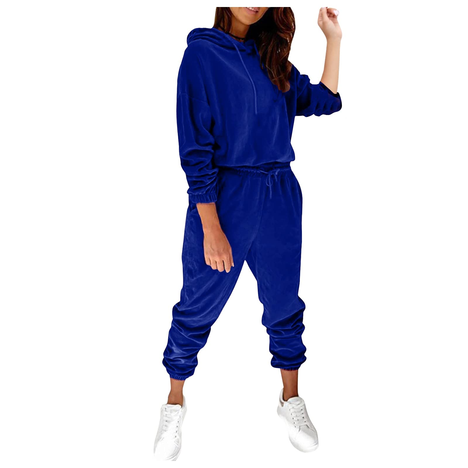 2 Piece Outfits for Women Sweatsuit Pullover Hoodie and Long Sweatpants Clubwear Tracksuit Sportswear Set