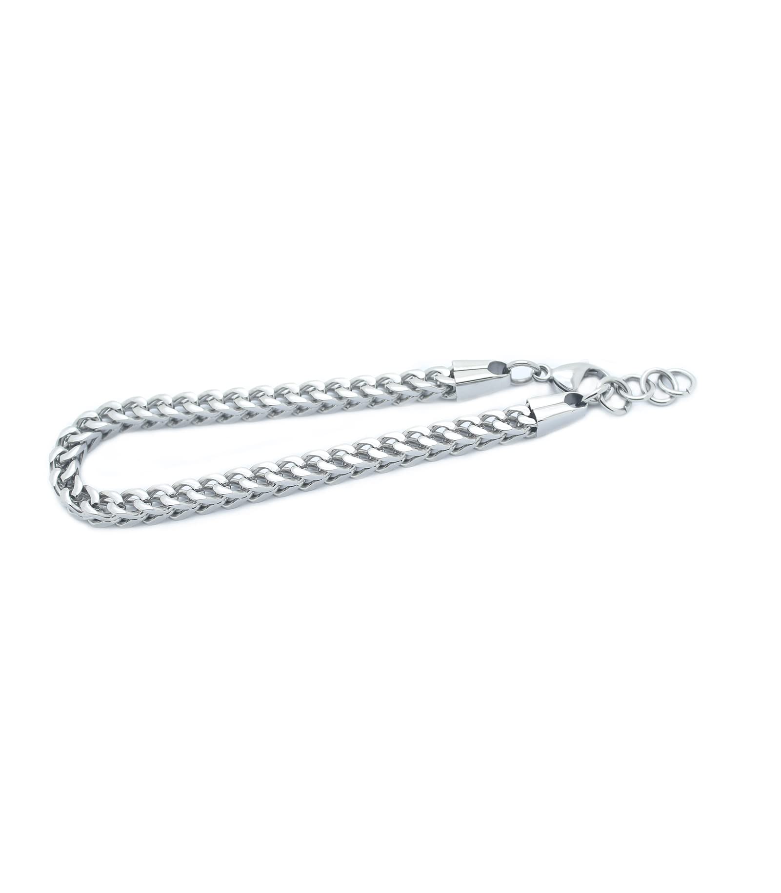 Stainless Steel Polished 8-8.6 inch Heavy Wheat Bracelet Silver 316L Stainless Steel Chain 5*5mm Bracelet