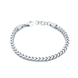 Stainless Steel Polished 8-8.6 inch Heavy Wheat Bracelet Silver 316L Stainless Steel Chain 5*5mm Bracelet