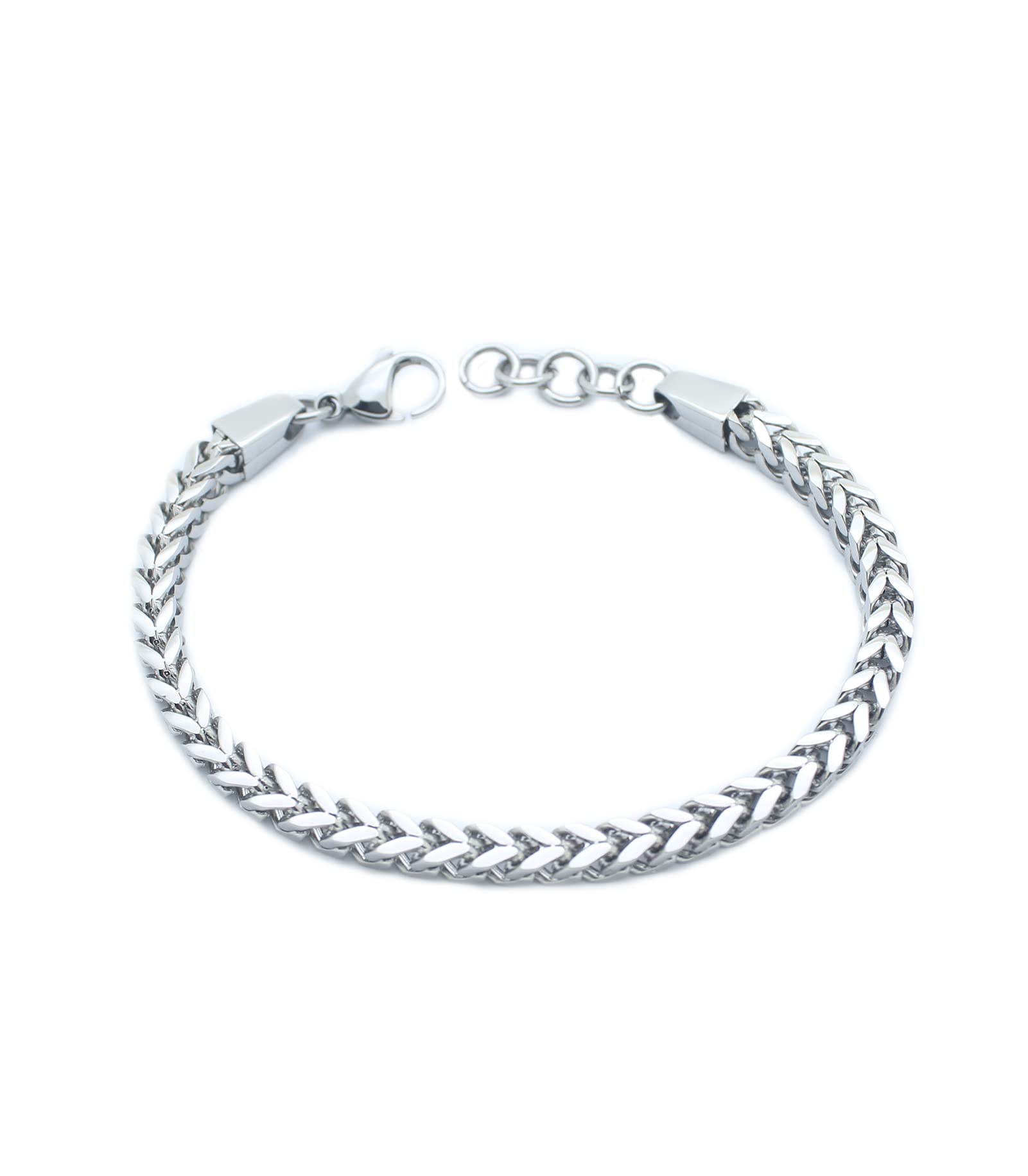 Stainless Steel Polished 8-8.6 inch Heavy Wheat Bracelet Silver 316L Stainless Steel Chain 5*5mm Bracelet