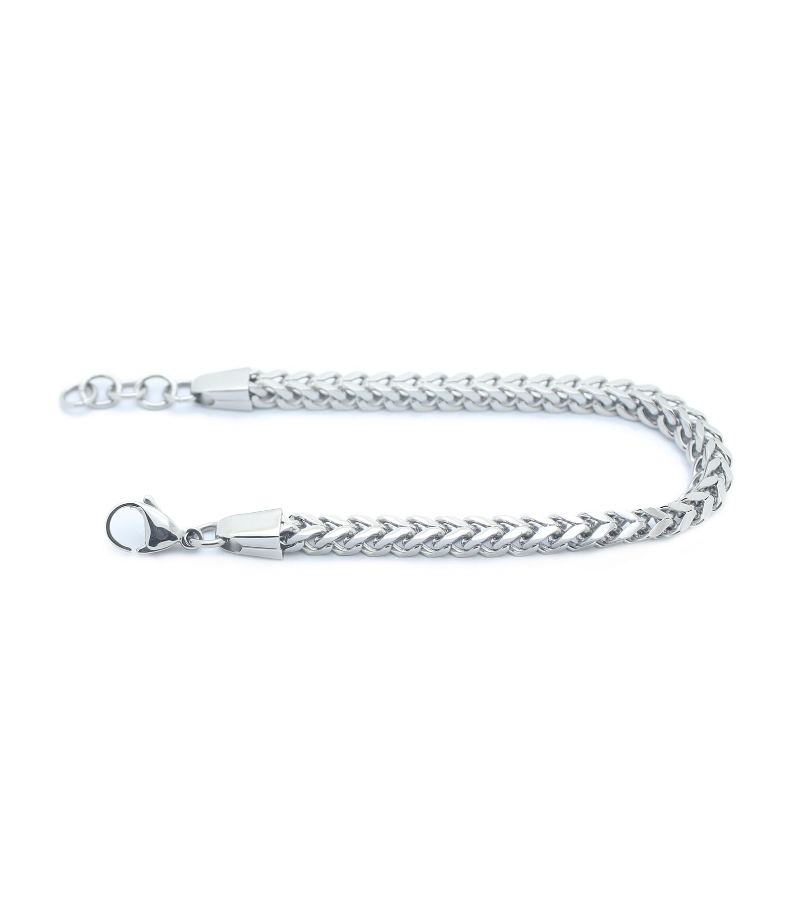 Stainless Steel Polished 8-8.6 inch Heavy Wheat Bracelet Silver 316L Stainless Steel Chain 5*5mm Bracelet