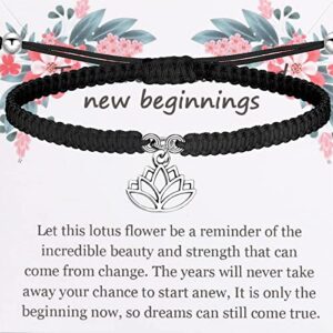 kuiyai new beginnings gift lotus flower bracelet fresh start gift new chapter gift recovery aa gift inspirational gift (ky-lotus flowerbrc)