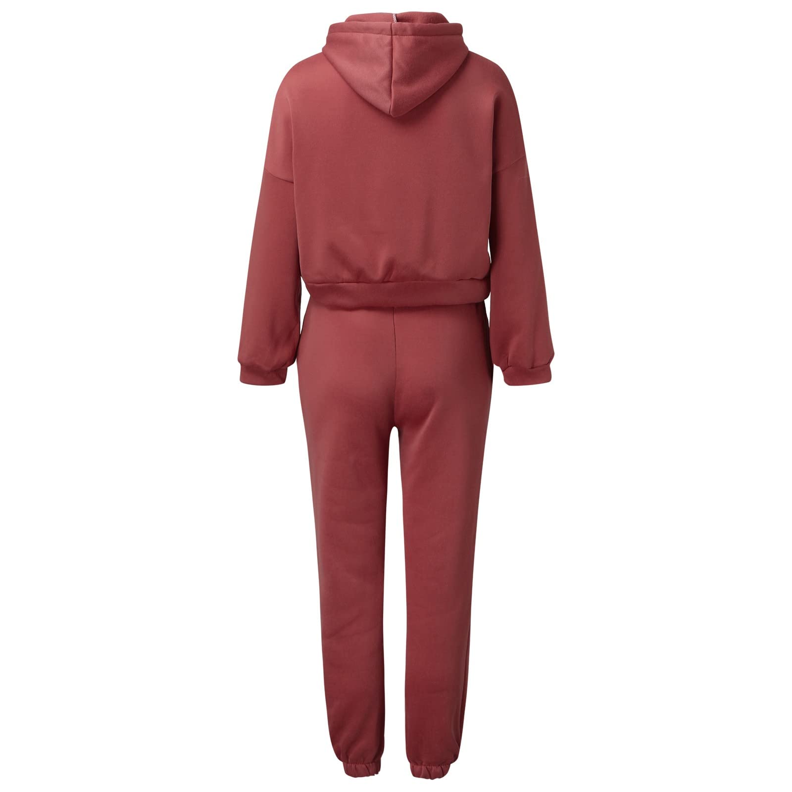 Women's Two Piece Outfits Hoodies Tops and Elastic Waistband Pant Solid Sweatsuit Tracksuit Sets Joggers Tracksuit