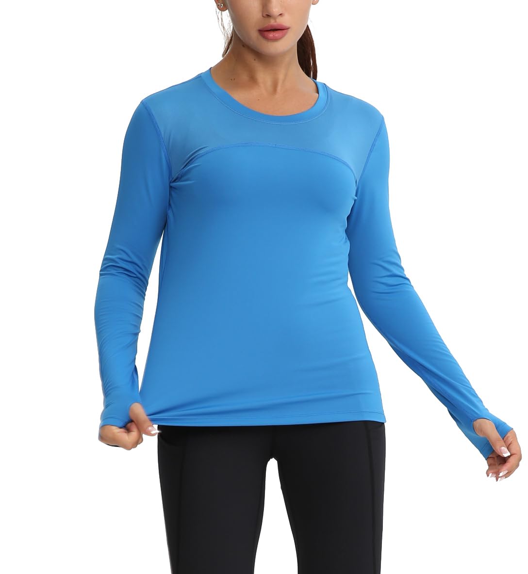 Women's Sun Protection Compression Shirts UPF 50+ Long Sleeve Workout T-Shirts Rash Guard Athletic Tops