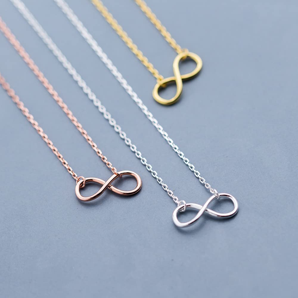 Gold Infinity Love Pendant Necklace for Women Girls 925 Sterling Silver 14K Gold Plated Simple Cute Choker Chain Dainty Wedding Birthday Christmas Jewelry Gift