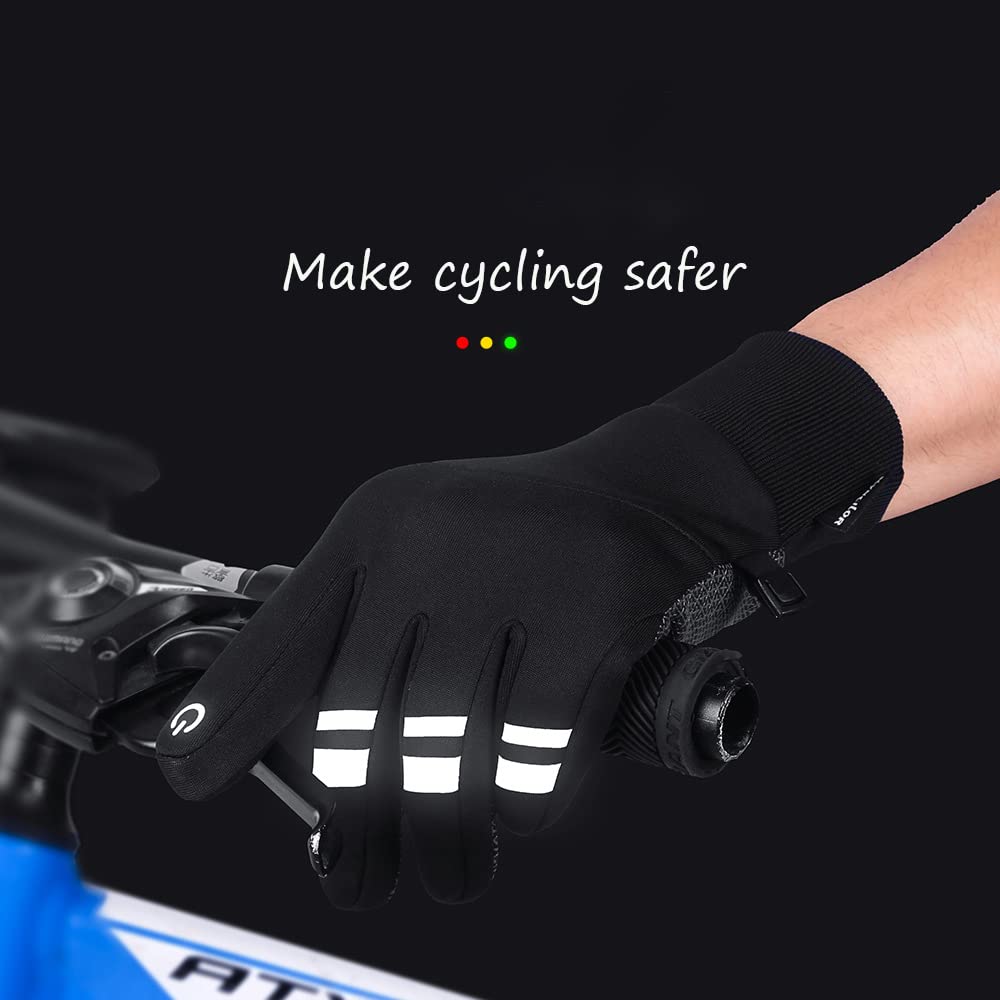 Rocking horce Winter Waterproof Warm Gloves Men Women Touch Screen Lightweight Windproof Gloves for Running Cycling Driving and Outdoor Work (Black, X-Large)