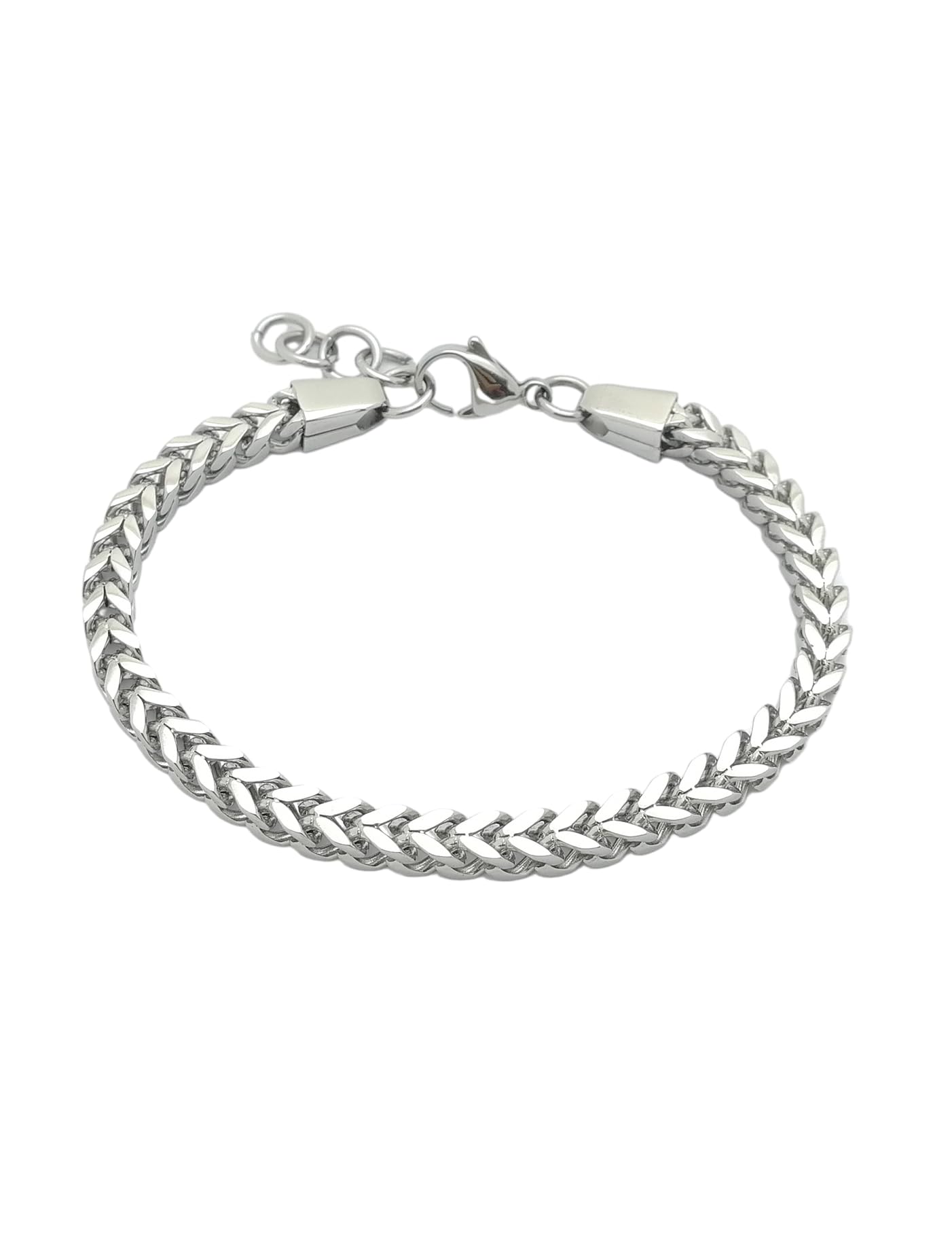 Stainless Steel Polished 8-8.6 inch Heavy Wheat Bracelet Silver 316L Stainless Steel Chain 5*5mm Bracelet