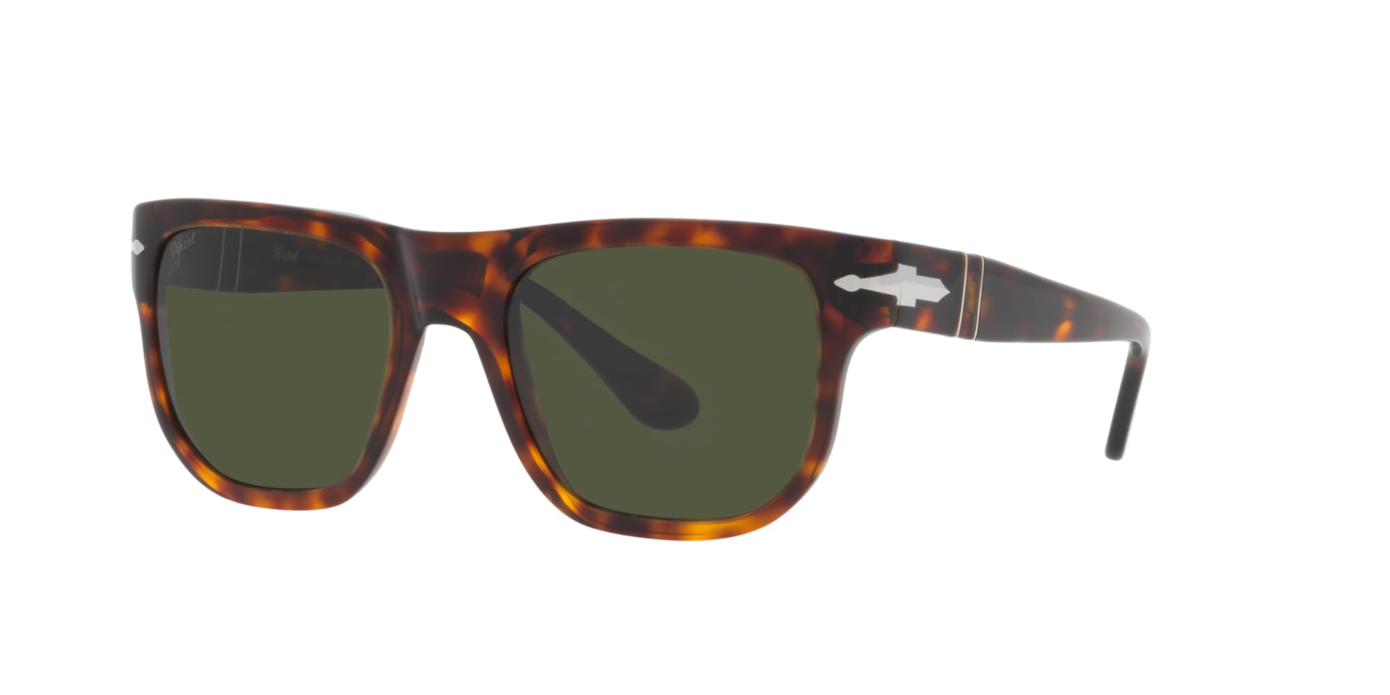 Persol PO3306S Square Sunglasses, Havana/Green, 55 mm