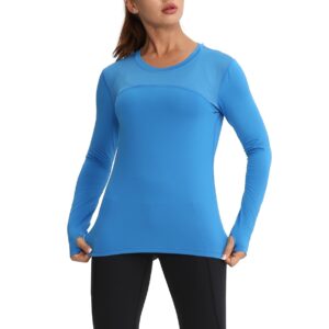 Women's Sun Protection Compression Shirts UPF 50+ Long Sleeve Workout T-Shirts Rash Guard Athletic Tops