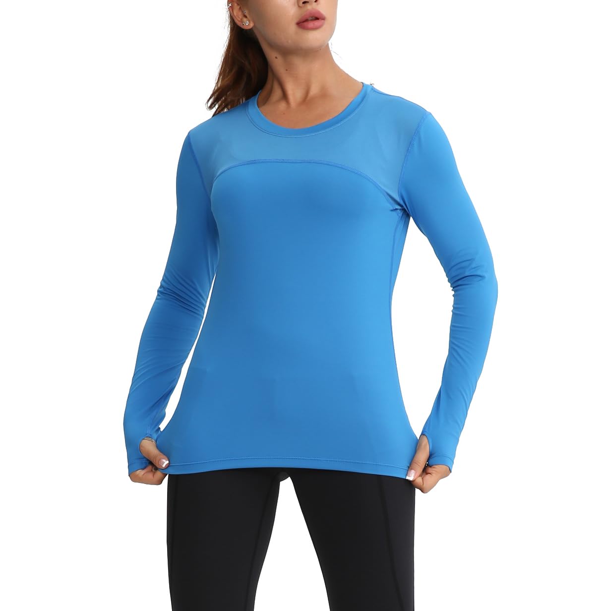 Women's Sun Protection Compression Shirts UPF 50+ Long Sleeve Workout T-Shirts Rash Guard Athletic Tops