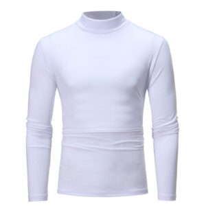 Embroidered Tunic Blouse Men's Thermal Long Sleeve Compression Shirts Solid Color Winter Warm Underwear Tee Tops Sports Workout Shirts(White,X-Large)