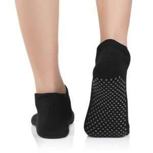 Yoga Socks for Women With Grips Non Slip Grip Socks Anti Skid Hospital Socks Slipper Socks for Home,Pilates,Barre B 3 Pairs Grey&Nude&Black One Size