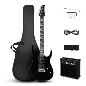 ktaxon 39" electric guitar with 20watt amp, full size 170 model starter guitar kit for beginners & professional w/bag, shoulder strap, wrench tool, plectrum - black