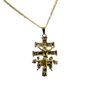 cruz de caravaca cross 18k gold plated pendant with 22 inch chain