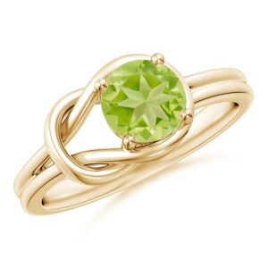 Angara Natural Peridot Solitaire Ring for Women in 14K Yellow Gold Size-9 (Grade-AAA | Size-6mm) | August Birthstone Jewelry Gift for Women | Birthday | Wedding | Anniversary | Engagement