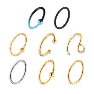 Kvficaz 20 pieces female nose ring nose stud 316 stainless steel nose jewelry beautiful fashion cool female male jewelry