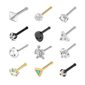 Kvficaz 20 pieces female nose ring nose stud 316 stainless steel nose jewelry beautiful fashion cool female male jewelry