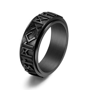 8mm vintage norse viking symbol spinner ring, celtic triangle knot band rings nordic rune anxiety rotating ring talisman amulet protection for men women size 6