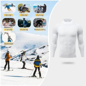 Ski Base Layer Men Cold Weather Turtleneck Mens Thermal Long Sleeve Shirt Fleece Compression Shirts for Men Running Cycling Hiking Hunting Thermals Underwear Tops,Quick Dry High Wicking 3237 White M