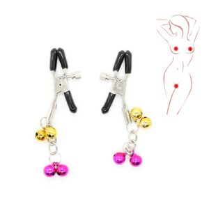 alievoke Nipple Clamps Bells Sexual Pleasure Non Piercing Adjustable Chain Nipple Clip on Jewelry Breast Clamps with Storage Bag (1 PCS)