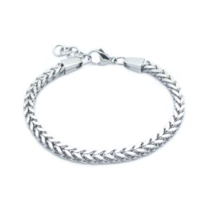 Stainless Steel Polished 8-8.6 inch Heavy Wheat Bracelet Silver 316L Stainless Steel Chain 5*5mm Bracelet