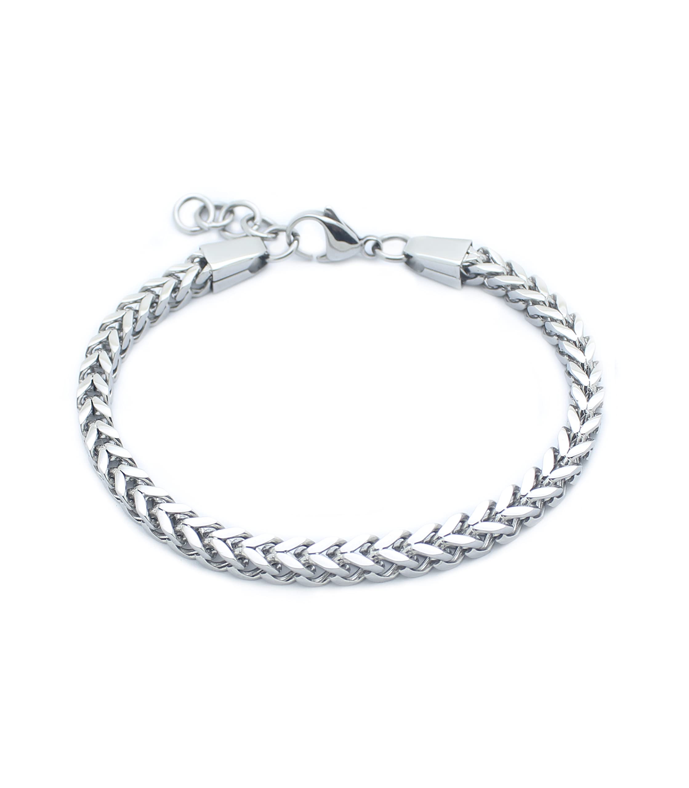 Stainless Steel Polished 8-8.6 inch Heavy Wheat Bracelet Silver 316L Stainless Steel Chain 5*5mm Bracelet