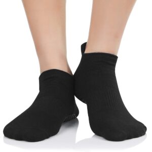 Yoga Socks for Women With Grips Non Slip Grip Socks Anti Skid Hospital Socks Slipper Socks for Home,Pilates,Barre B 3 Pairs Grey&Nude&Black One Size