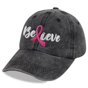 SHANVANKE Breast Cancer Gifts for Women, Breast Cancer Awareness Hat, Survive Pink Ribbon Hope Fight Faith Strength Courage Adjustable Cotton Baseball Cap