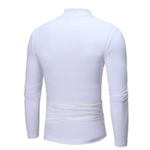 Embroidered Tunic Blouse Men's Thermal Long Sleeve Compression Shirts Solid Color Winter Warm Underwear Tee Tops Sports Workout Shirts(White,X-Large)