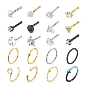 kvficaz 20 pieces female nose ring nose stud 316 stainless steel nose jewelry beautiful fashion cool female male jewelry