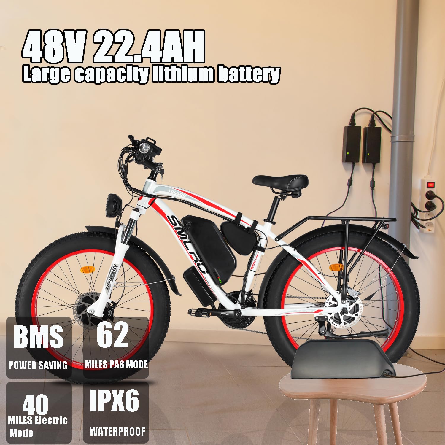 Lanshanchu Electric Bike for Adults, Dual Motor AWD 2000W 35MPH Electric Bicycles, Removable Lithium Battery 48V/22.4AH, 21-Speed with Ignition Lock Hydraulic Disc Brake