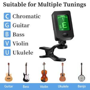 Guitar Tuner, Guitar Accessories with Guitar Picks, Guitar Capo, Capo for Acoustic Guitar, Bass, Buzzing-Free, Quick Release, Guitar Tuner Clip on for Guitar, Violin, Bass, Ukulele Chromatic